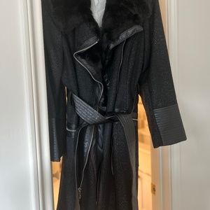 Via Spiga Women's Asymmetrical Faux-Fur-Collar Wrap Coat